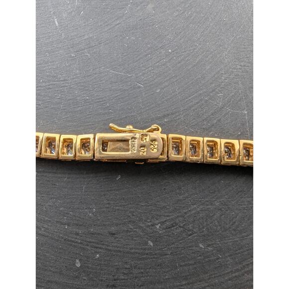 Ross Simons Princess Cut Cubic Zirconia Gold Over  .925 Tennis Necklace 17 1/4" - Picture 4 of 7